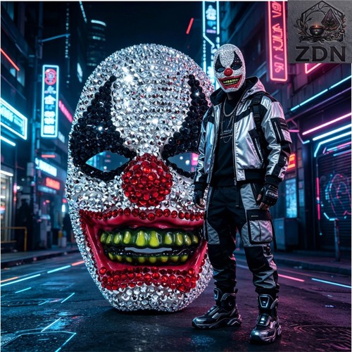 Maschera pagliaccio strass