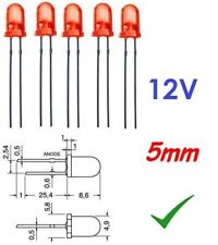 5pz Diodo LED 12v 5mm ROSSO