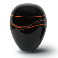 Esclusiva urna cremazione nera lucida per cenere resina ricordo adulto vaso elegante 