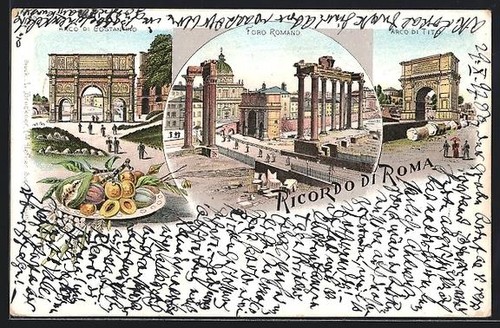 Litografia roma foro romano - litografia,