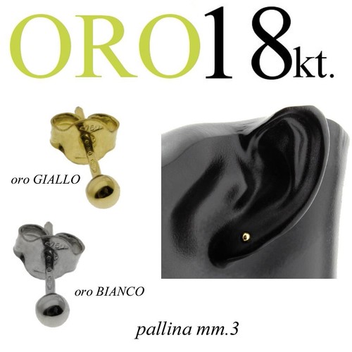 Orecchino pallina 3mm oro - 3mm,
