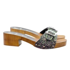 Sandali bassi neri glitter con