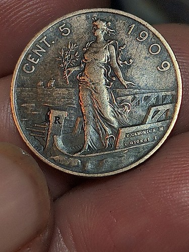 Moneta centesimi prora 1909 - 5,