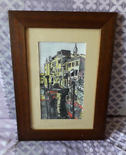 QUADRO NON FIRMATO, PALAZZI SUL CANALE CON BARCHE - PITTURA SU TELA