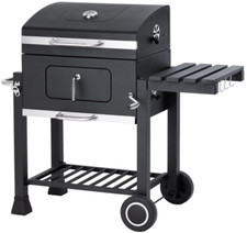 Barbecue BBQ portatile a carbonella carbone tondo con ruote sfera con coperchio