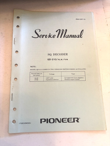 Pioneer decoder 210 - sq, qd-210