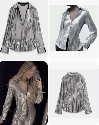 Zara blusa paillettes - zara,