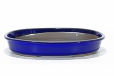 Vaso bonsai ovale smaltato blu
