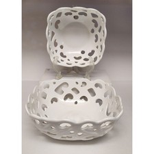 Tabletops Gallery Serving Baskets/Bowls High Fired Porcelain Set Of 2 Oven Safe