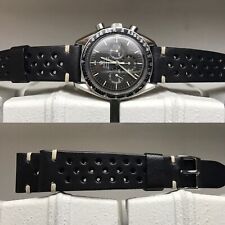 CINTURINO NERO 20 MM VERA PELLE ITALIANA  VINTAGE STYLE TRAFORATO RACING RALLY 