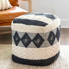 Cotton Pouf Ottoman  Geometric