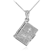 Collana con ciondolo religioso Bibbia armena 3D in argento sterling