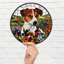Jack Russell Acchiappasole per Cani Finestra Decorazione da Appendere Effetto Vetro Macchiato Acrilico