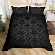 Black Damask Pattern Bedding