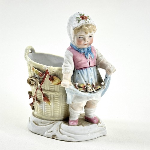 Antico vaso posy ragazza - , fiori