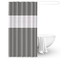 Tenda Doccia Antimuffa 180x180cm Impermeabile Grigio con Anelli Bagno PEVA 03354