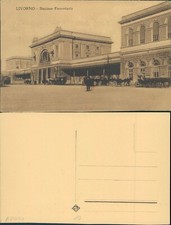 LIVORNO IMMAGINE NOVECENTESCA DELLA STAZIONE CON CAVALLI E CALESSI-61255