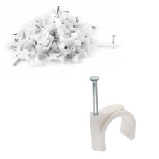 70 pz GRAFFETTE FERMA FISSA PASSA CAVO 14mm chiodo blocca cablaggio tv elettrico