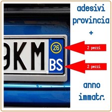 ADESIVI TARGA PROVINCIA E ANNO PER TARGHE AUTO MOTO CAMION CAMPER 2 ANTER 2 POST