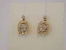 ORECCHINI IN ORO 14 Kt  FERRO DI CAVALLO EPOCA PRIMO '900 OLD GOLD EARRINGS