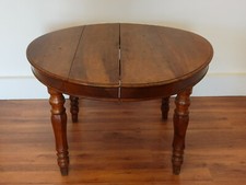 Antico tavolo rotondo allungabile Lombardo in noce fine '800