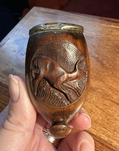 Antique carved wood pipe bowl - wood,