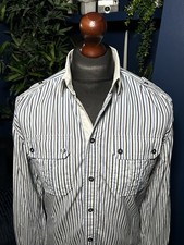 Camicia militare D&G Dolce Gabbana LS manica lunga righe blu uomo 16/41 media