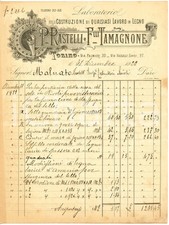 1922 TORINO - P. RASTELLI e F.lli TAMAGNONE - Costruzione lavori legno *Fattura