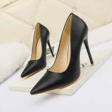 Decolte scarpe donna nero stiletto tacco a spillo 11 cm pelle sintetica CZ425