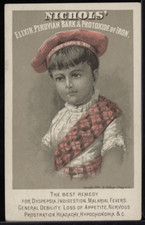 Carta commerciale vittoriana 1880 elisir di Nichols protossido di corteccia peruviana VTC-G222