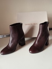 Stivaletti in nappa bordeaux GIANNI DEL PRETE, tacco pitonato 8,5 cm, n.38