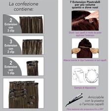 7 EXTENSION SET ALLUNGAMENTO FASCIA PIASTRABILI termofibra 55cm 14 CLIPS 