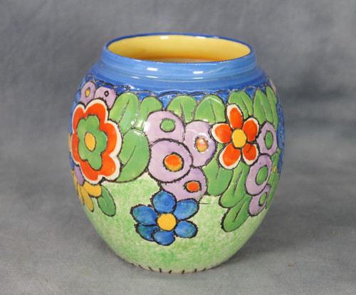 Vaso floreale inciso smaltato