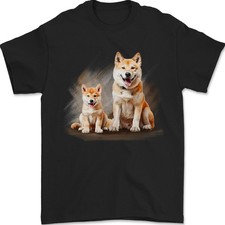 T-Shirt Da Uomo Akita Inu Cucciolo 100% Cotone