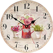 34 Cm Colorato Fiori Orologio Da Parete, in Legno Rustico Nazione Orologi, Decor