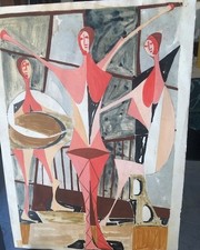 Spendido acquarello cubista-futurista su carta spessa 35x48 cm non firmato