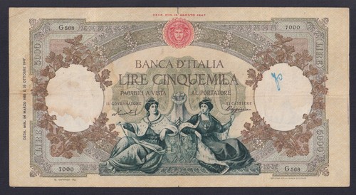 Banconota italia 5000 lire - italia,