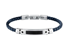 Bracciale da uomo MORELLATO moody acciaio e pelle blu SQH61