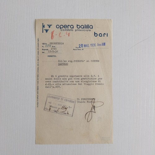 1936 opera nazionale - 1936, balilla