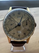 Orologio vintage, Angelus Chronodato, (anni '40). Placcato oro, carica manuale