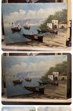 quadro dipinto a olio su tela lago di Como Firmato Vitale