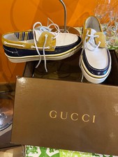 SCARPE DA BARCA GUCCI WIMBLEDON SPORT VERA PELLE MADE IN ITALY NUOVE ORIGINALI