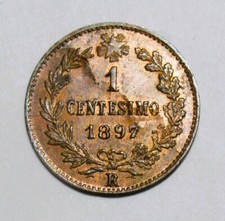 1 CENTESIMO UMBERTO I 1897 FDC RAME ROSSO RARA CON OSSIDAZIONI