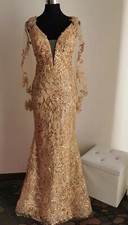 Abito Luxury a Sirena Paillettes T.42 + Coprispalle Oro Wedding Sposa Cerimonia