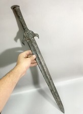 IMMACOLATA ANTICA ROMANA BRONZO ANTICO OTTIMA SPADA CON BESTIA BRAMATA SUL MANICO 