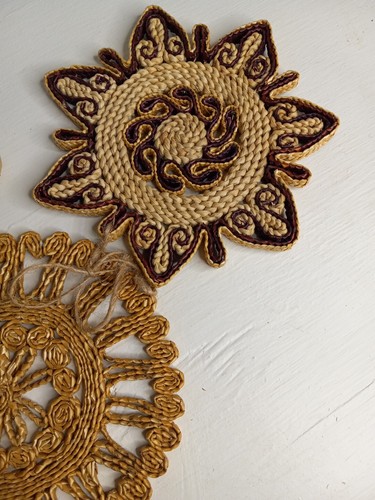 Vintage rafia trivets tessuto - vintage,