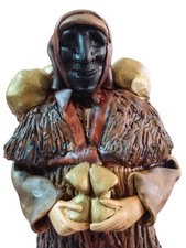 ARTE SARDA STATUA MASCHERA MAMUTHONES CERAMICA ARTIGIANA SARDA VINTAGE CM. 25X13