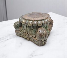 Antico di Legno Colonna Basamento Portacandele Originale Sottile Mano Intagliati