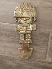 Tumi in ottone massiccio appeso a parete decorazione Perù Inca tribale coltello 