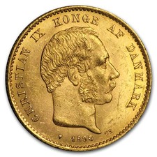 1873-1900 Danimarca oro 20 corone cristiano IX BU
